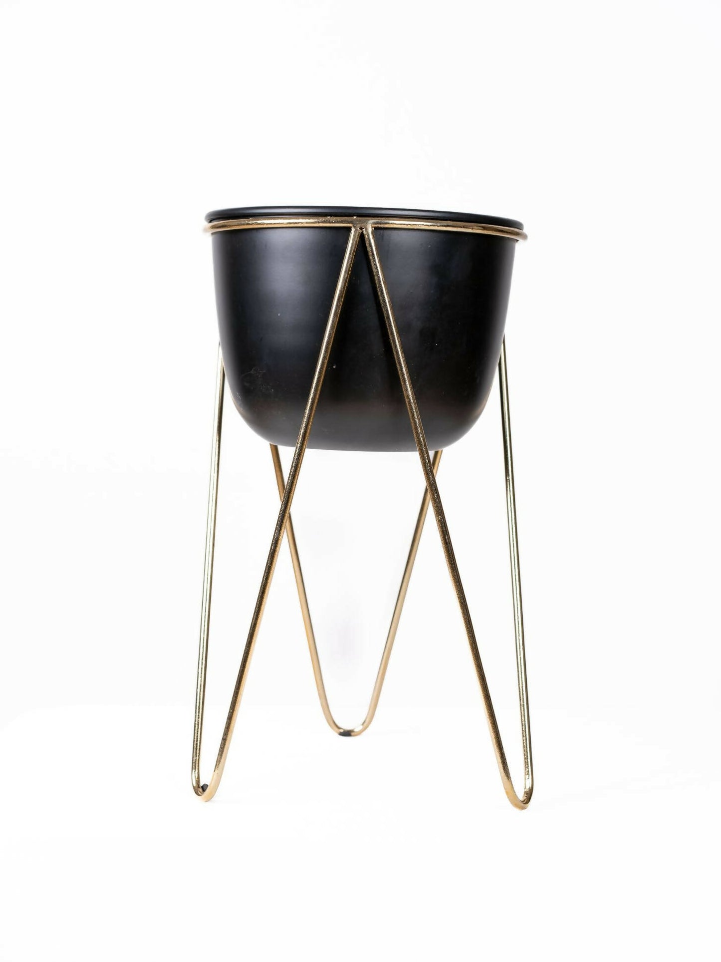 Planter Black Matte with Gold Tripod