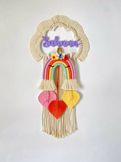 Unicorn Macrame Name Dreamcatcher