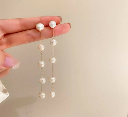 Pearl Tassel Drop Earrings