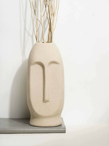 Beige Matte Nordic Face Vase