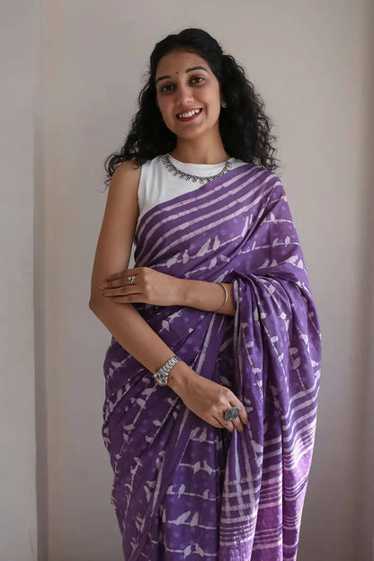 Little Birdies - Hand Block Saree