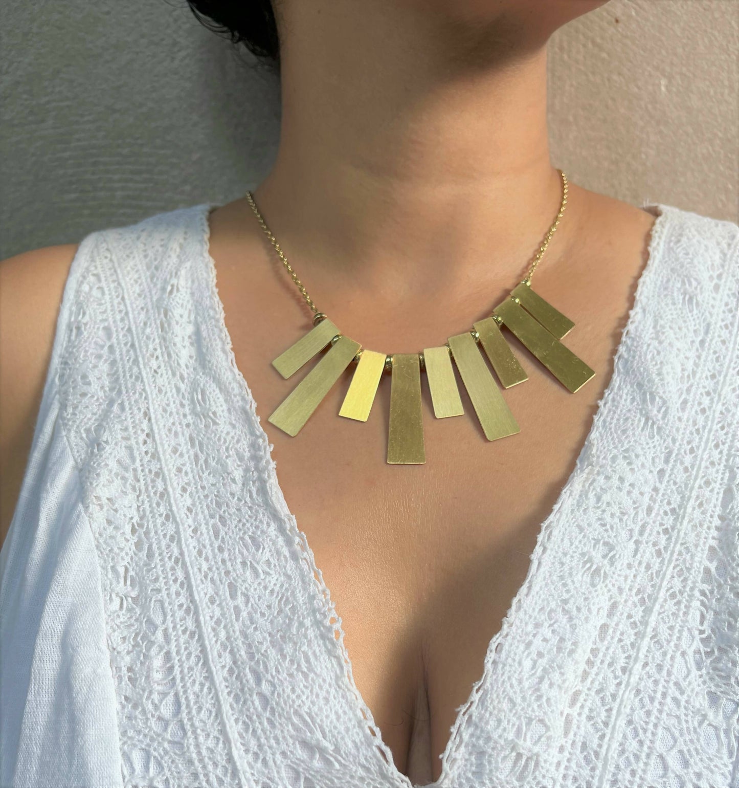 Geometric Pendants with Chain in Brass