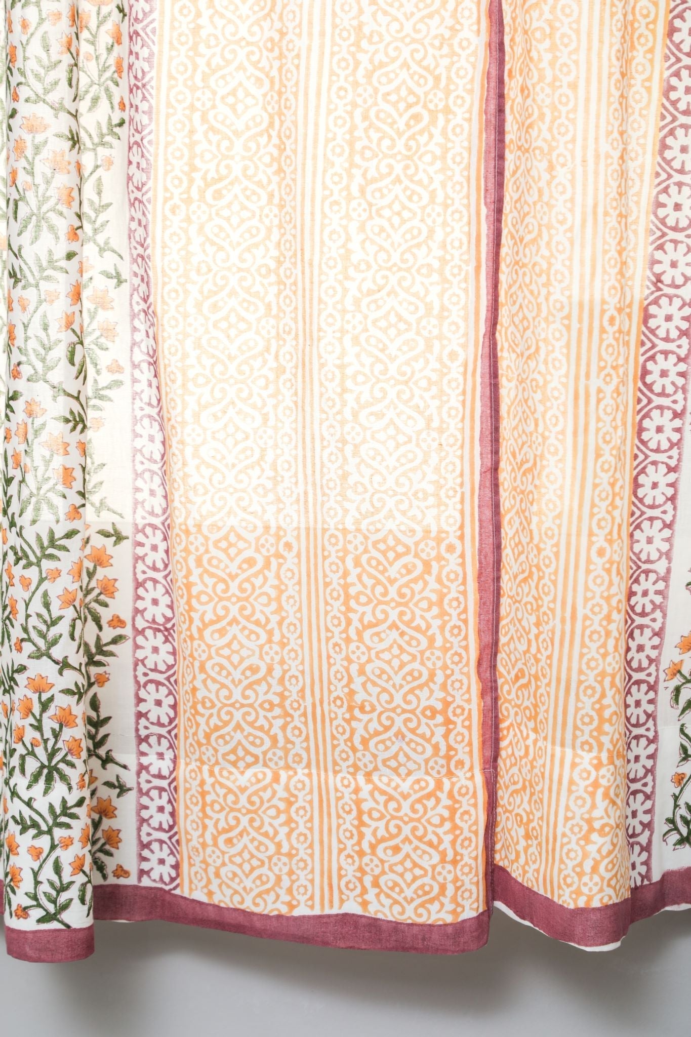 Fairyland yellow Handblock Printed Cotton Window Curtain