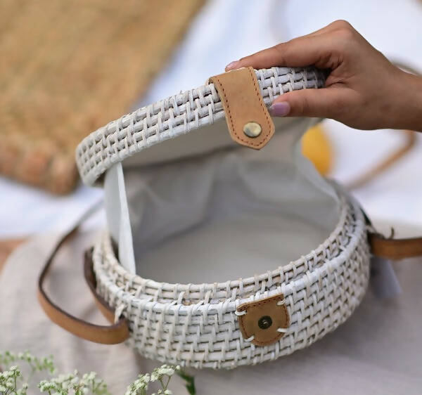 Ivory Cane Sling Bag