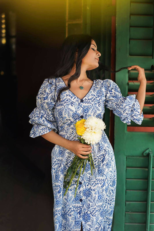 Blue Hibiscus Dress