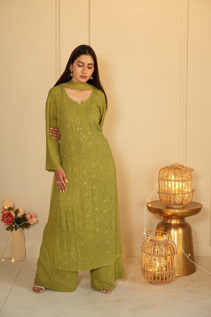 Noor Chikankari And Mukaish Work Kurti