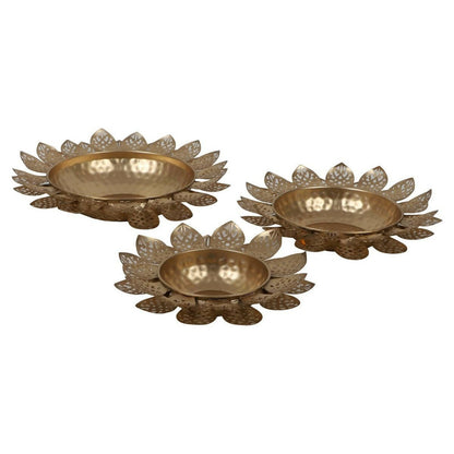 Flower Cut Urli Set of 3