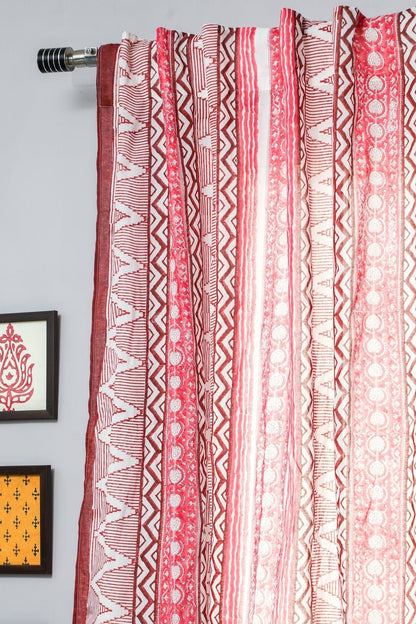 Geometric Romance Handblock Printed Cotton Window Curtain