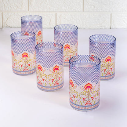 Floral Jali Print Glass Tumblers