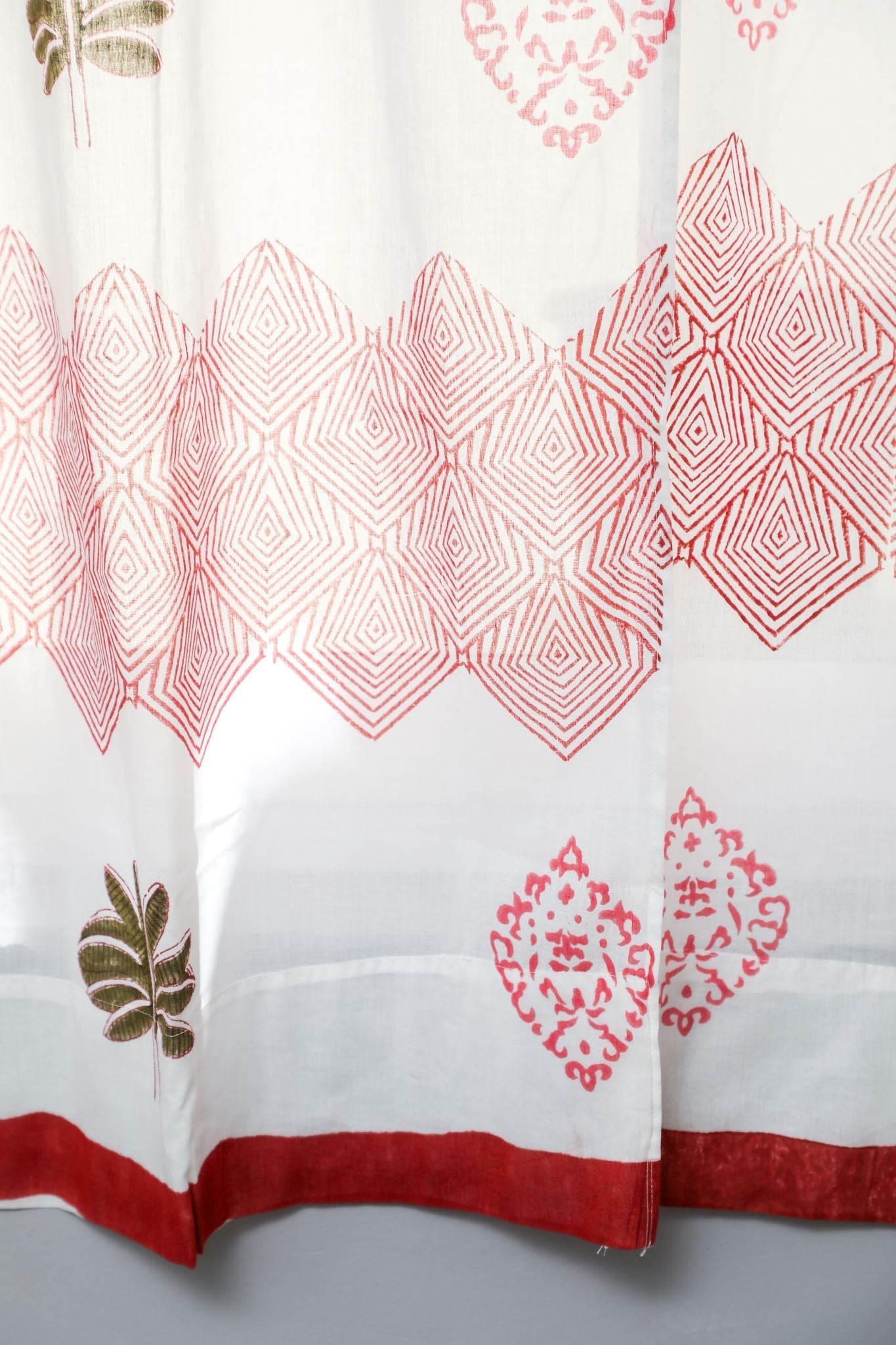 Gleaming Zigzags Handblock Printed Cotton Window Curtain