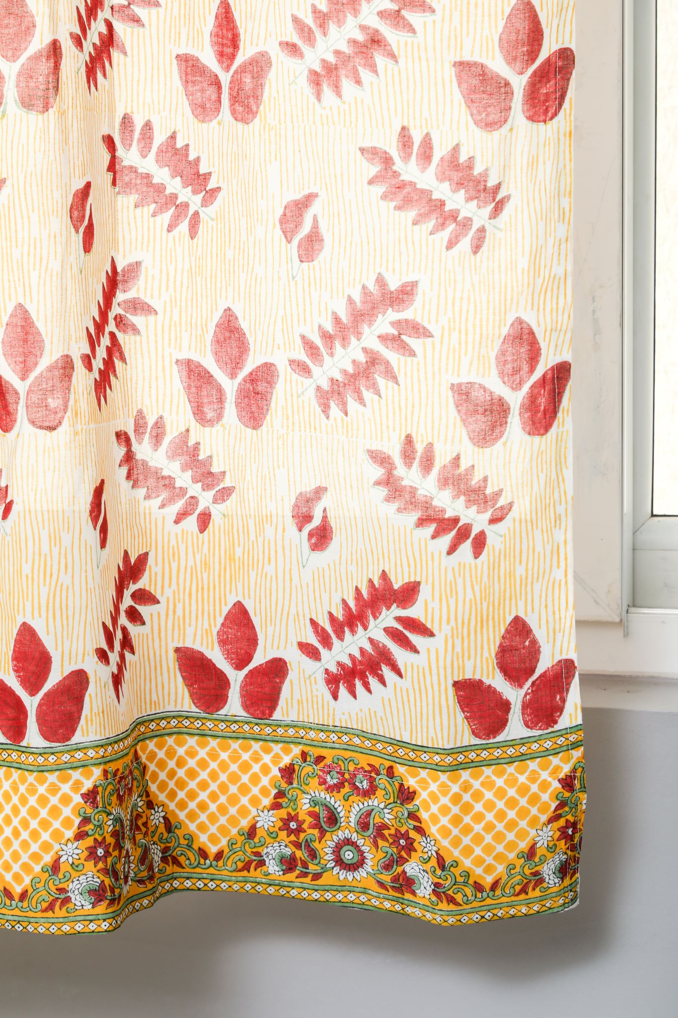 Glow of Autum Handblock Printed Cotton Window Curtain