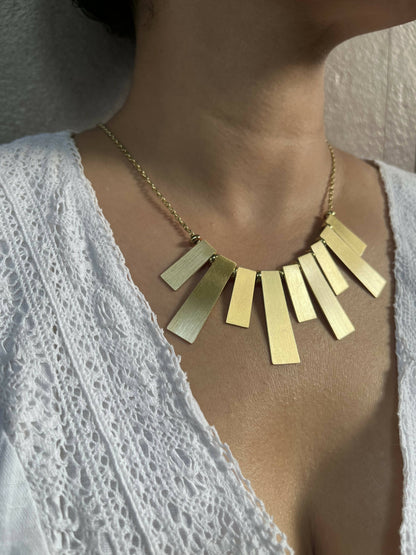 Geometric Pendants with Chain in Brass