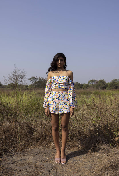 Freckles Print Co-Ord - Cold Shoulder Top & Bye Felicia Shorts