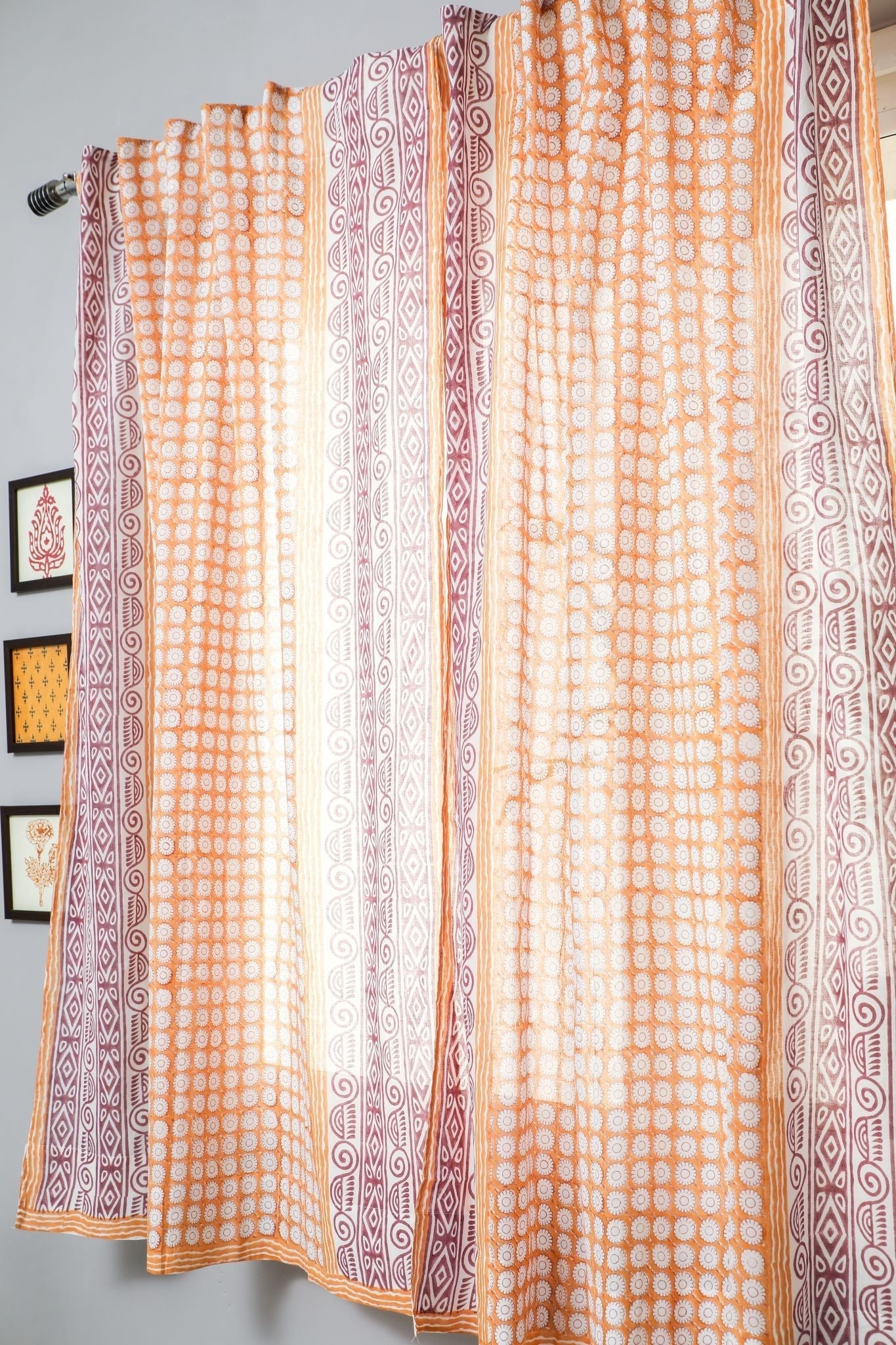 Harvest sun Handblock Printed Cotton Window Curtain