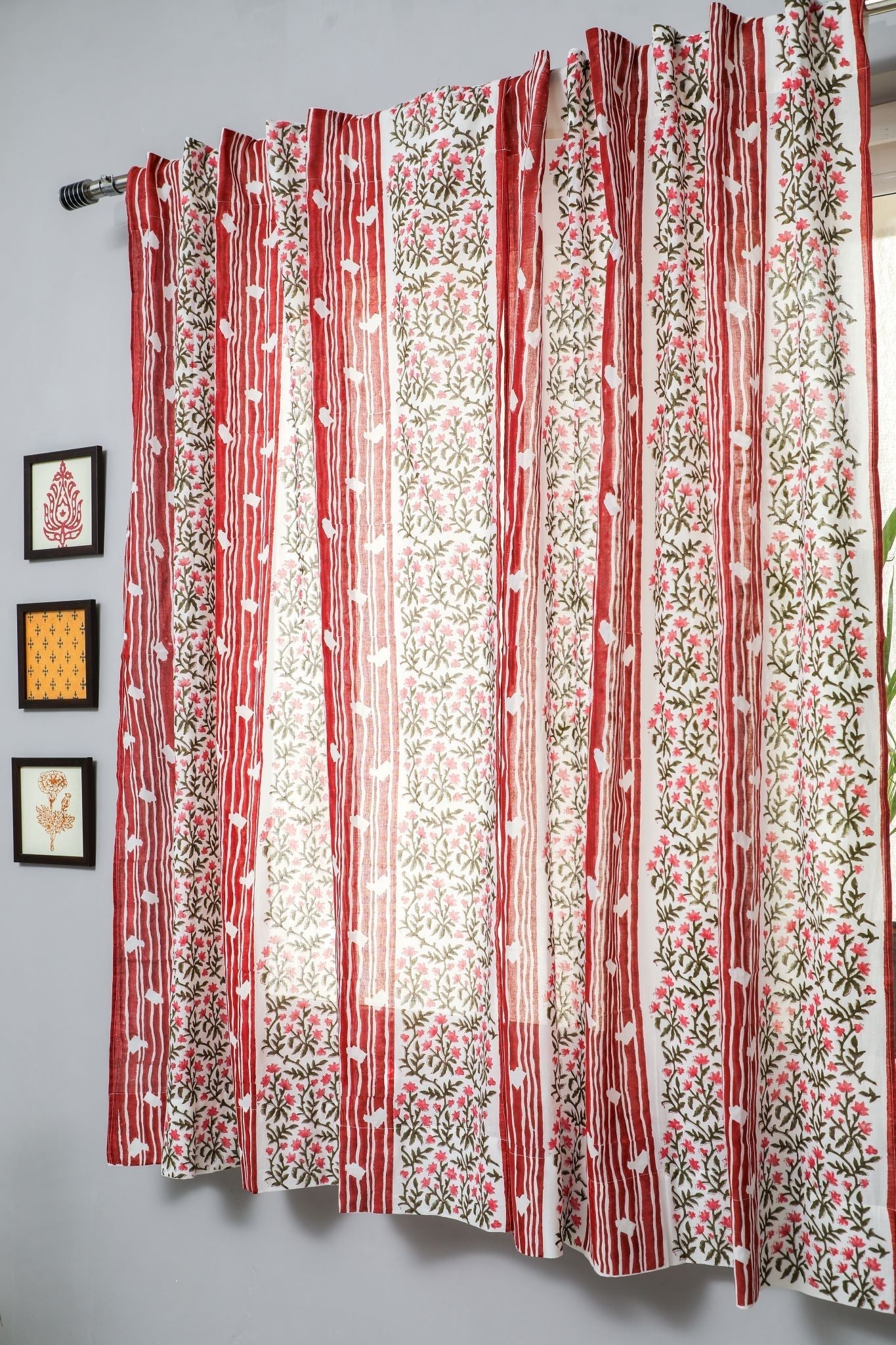 Haven Glazing Handblock Printed Cotton Window Curtain