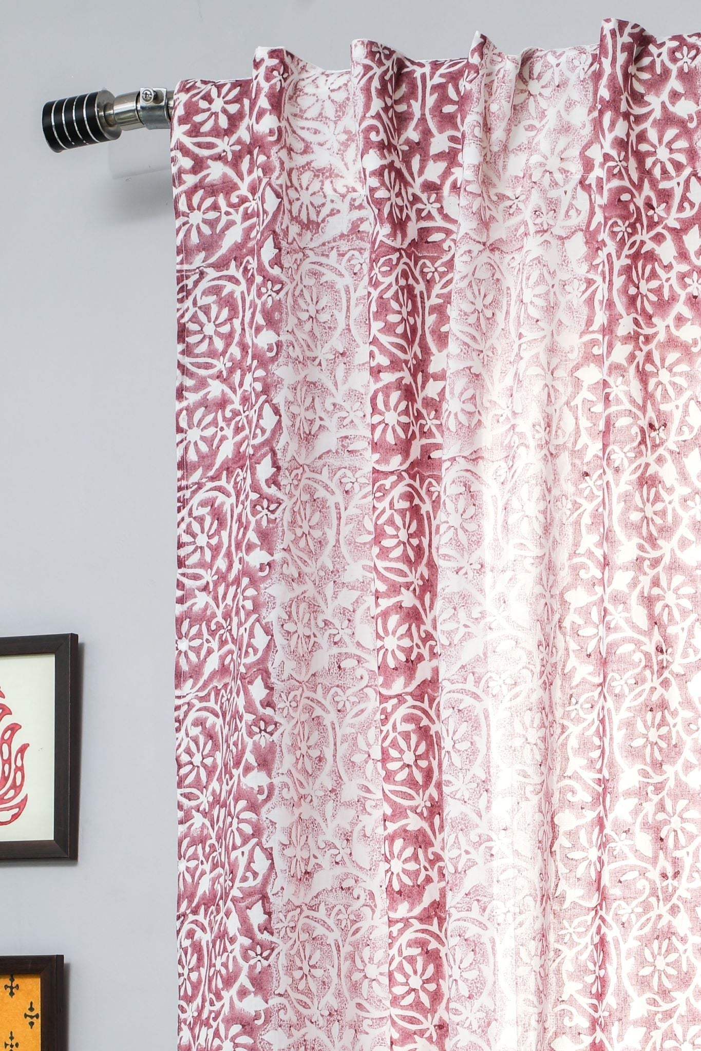 Heavenly Homeland Handblock Printed Cotton Window Curtain