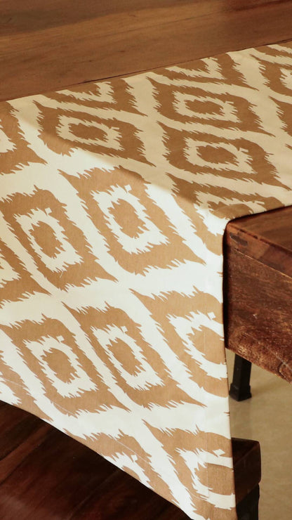 Ikat Beige Wipeable & Anti-skid Table Runner