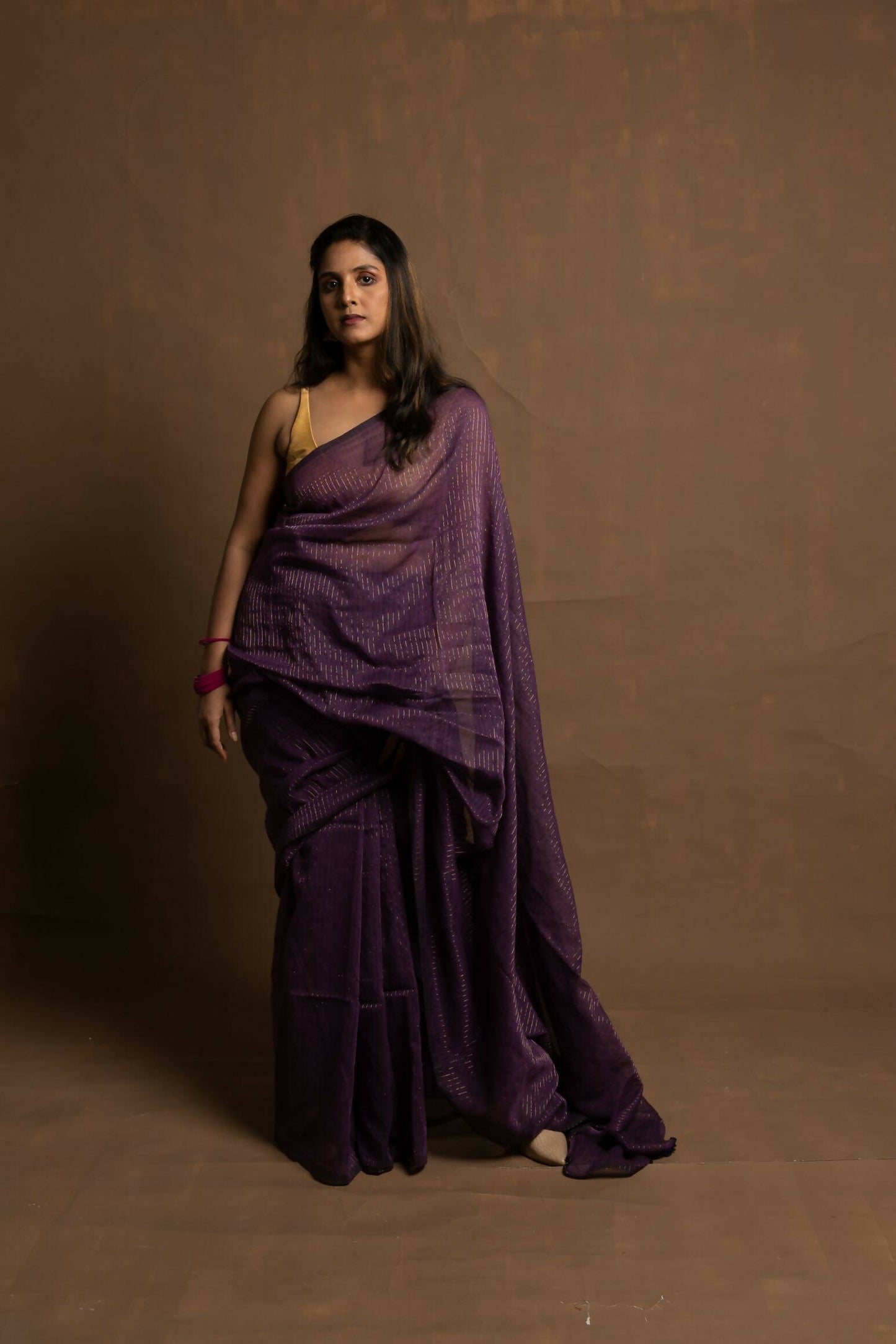 Purple Story Zari Stripes Saree