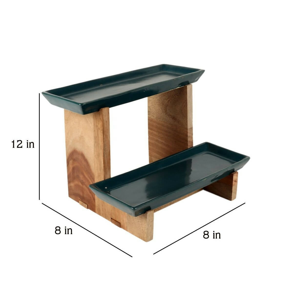 Two Layer Wooden & Ceramic Snacks Platter