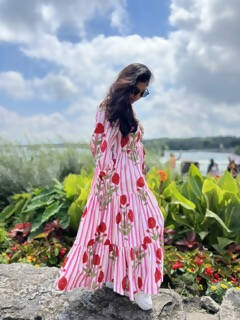 Pink Poppy Flower Tier Dress