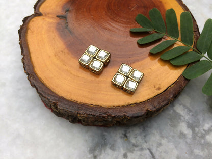 Square Kundan Stud Earrings