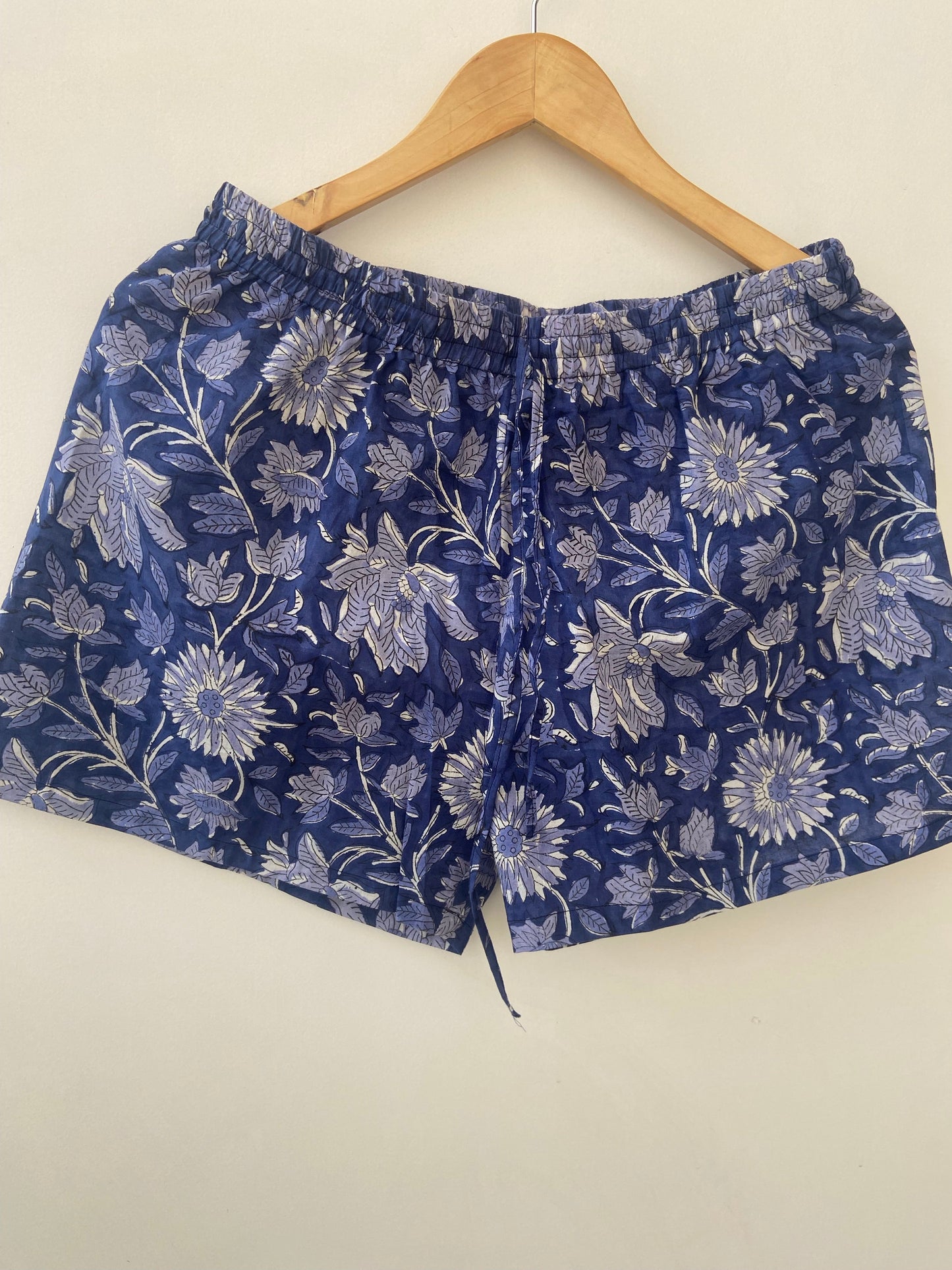 Royal burberry hand block printed slip top shorts set