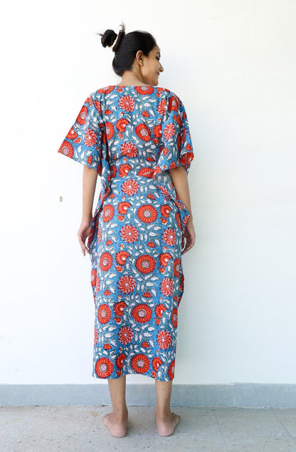 Jaipur Love Hand Block Printed Long Ankle Length Kaftan