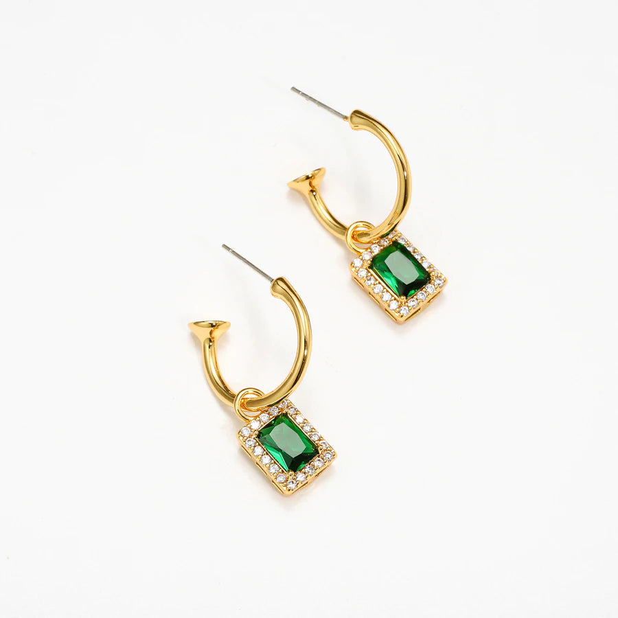 Green Baguette Earrings