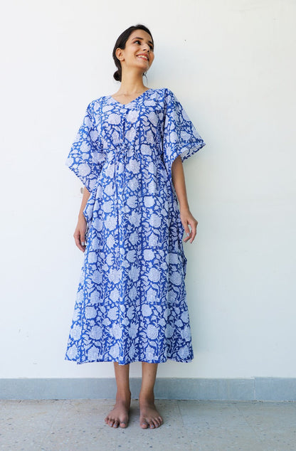 Asma Hand Block printed Cotton Ankle Length kaftan