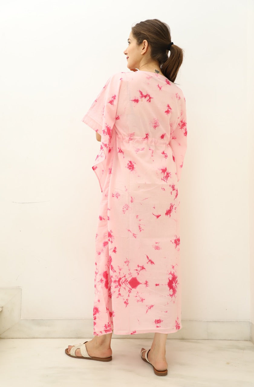 Contemporary Tie Dye Organic Cotton Ankle Length Kaftan