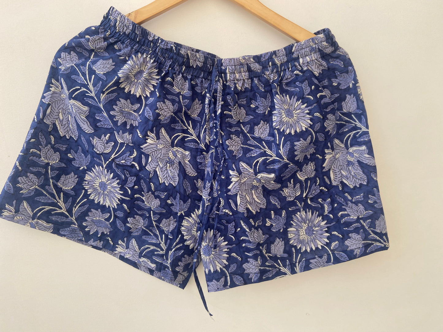 Royal burberry hand block printed slip top shorts set