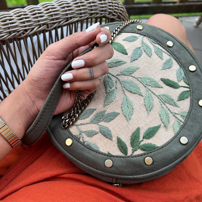 Leafy Green Stud Sling Bag