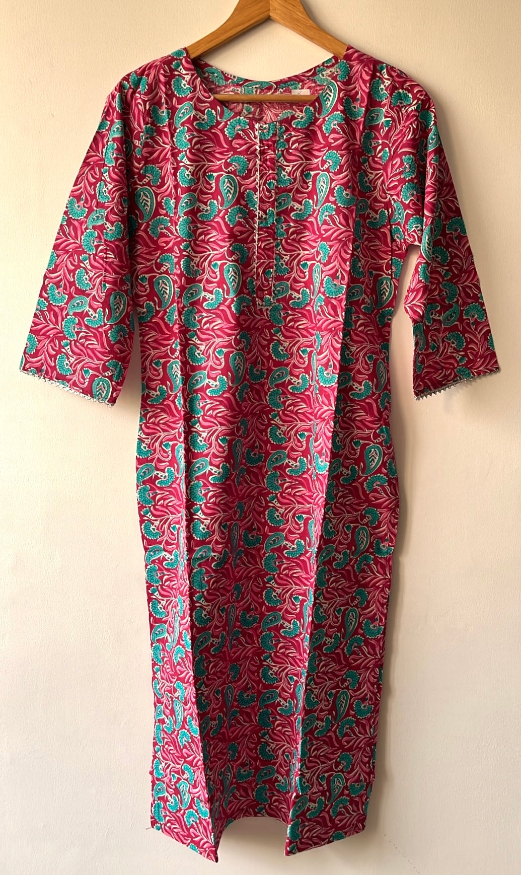 Long Cotton Kurta - Magenta