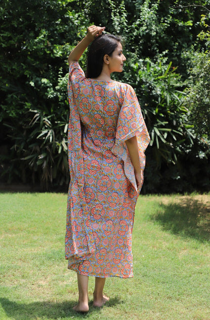 Simple Pleasures Hand Block Printed Cotton Ankle Length Kaftan