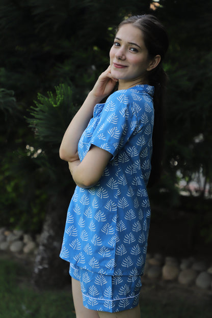 Taalab Hand Block Printed Cotton Night Suit Short Set