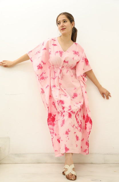 Contemporary Tie Dye Organic Cotton Ankle Length Kaftan