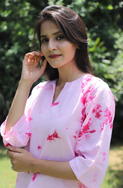 Warm Love Pink Tie dye Cotton Kurta Set