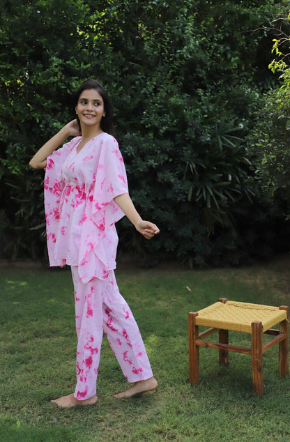 Bohemian Romance Hand block Printed Kaftan Jammies