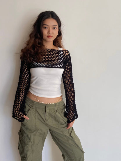 Crochet Sleeve Crochet Crop Top