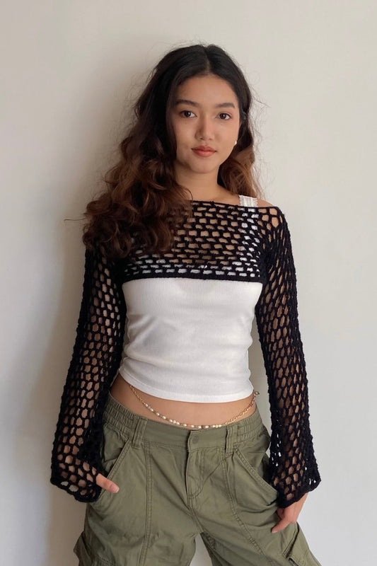 Crochet Sleeve Crochet Crop Top