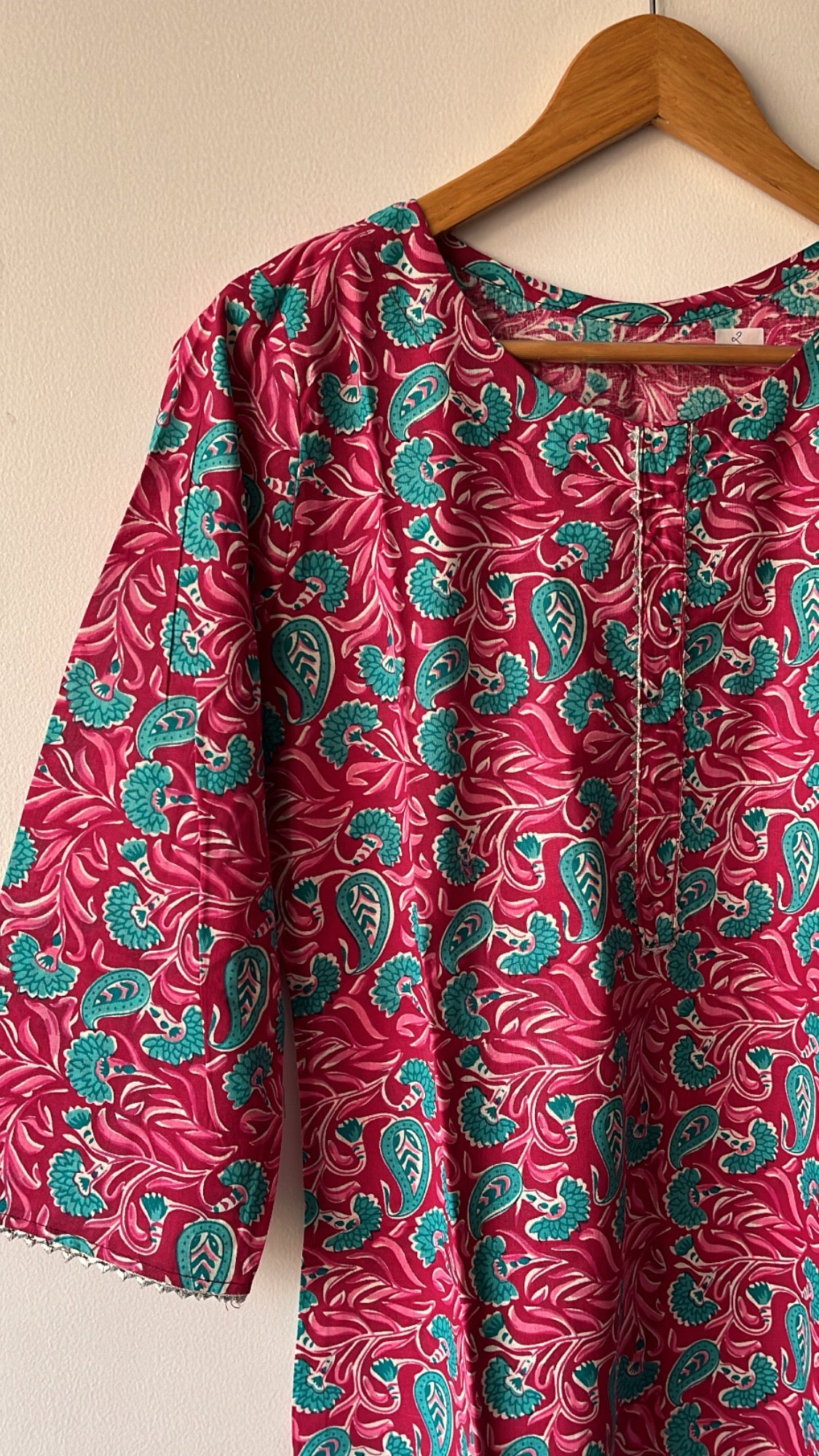 Long Cotton Kurta - Magenta
