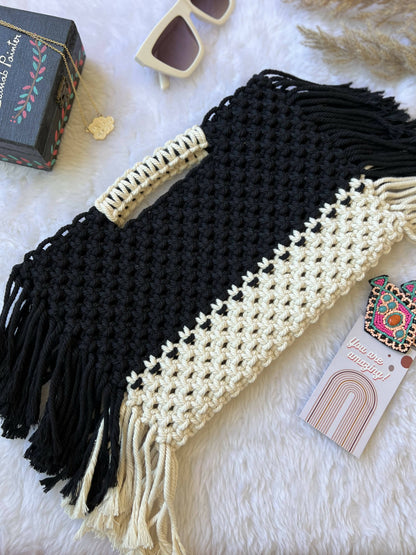 Boho Macrame Fringe Clutch Bag