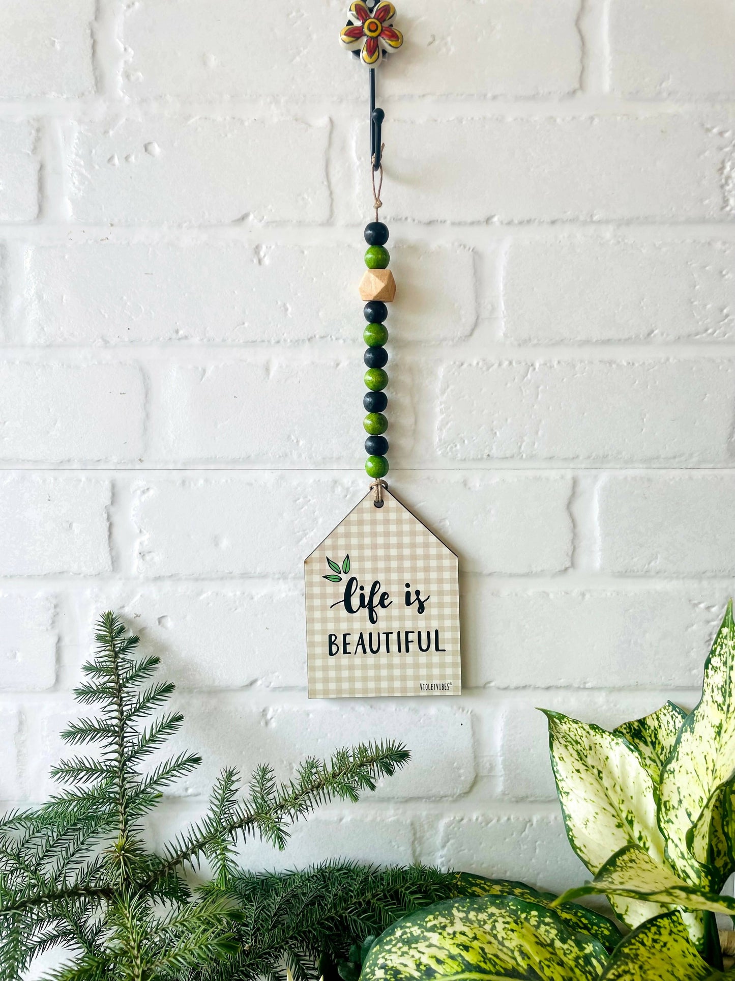 Beaded Hut With Ceramic Hook