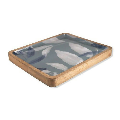 Wooden Platter Leaf Print