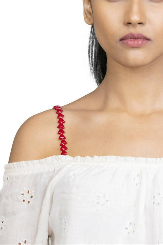 Maroon Fusion Beaded Bra Strap