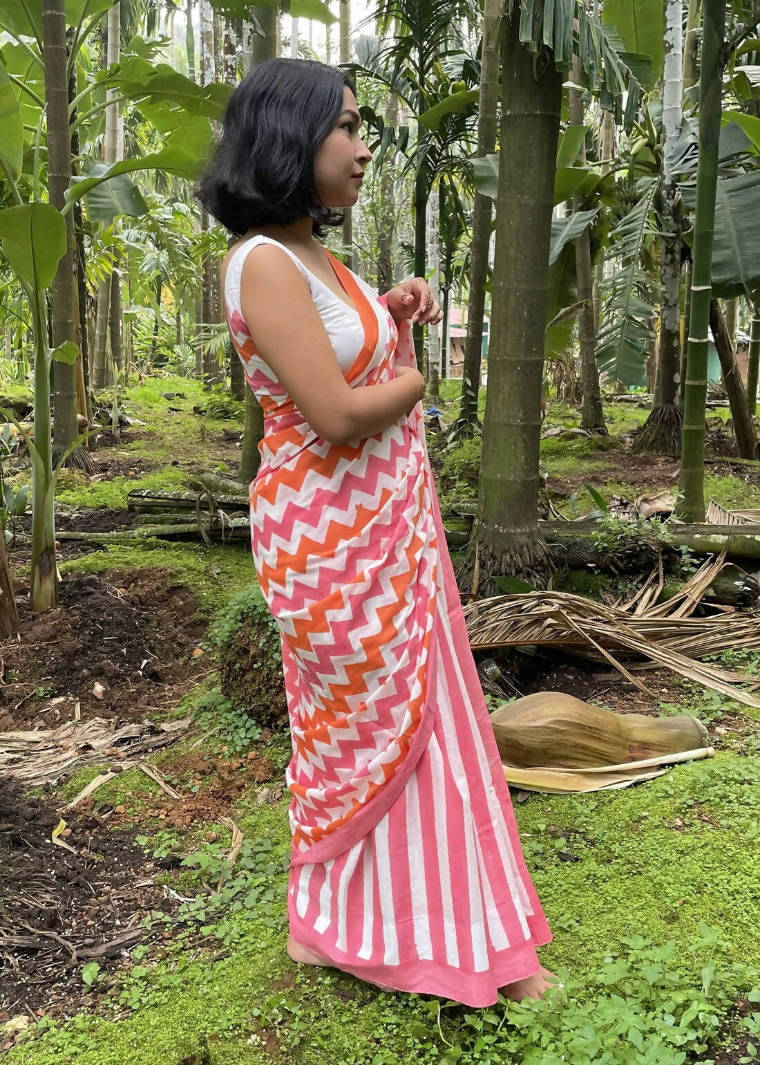 Sheem Pink Hand Printed Saree