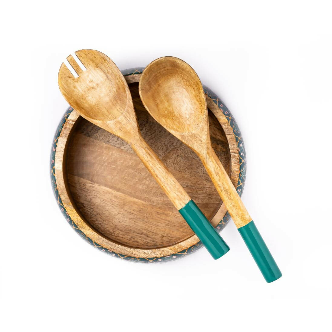 Salad Bowl + Server Set Wooden Iris