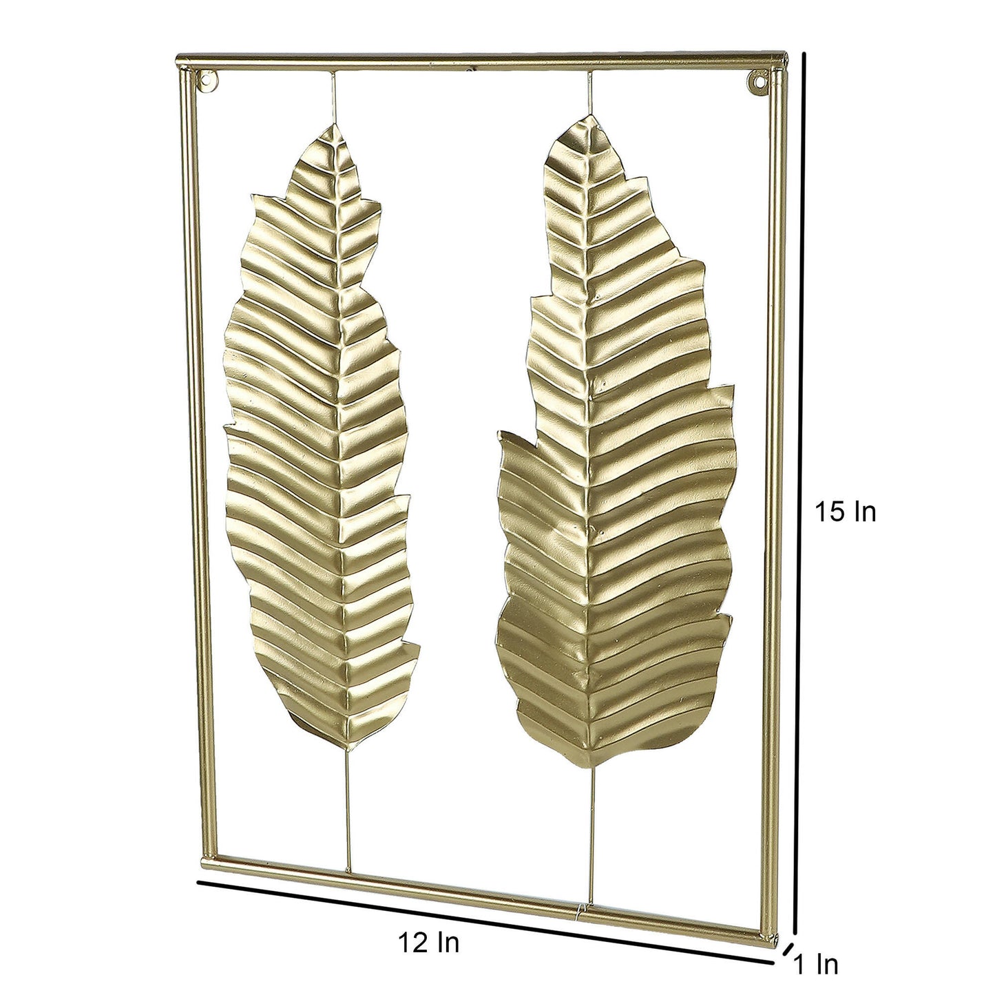 Gold Rectangular Leaves Wall Decor Set of 3