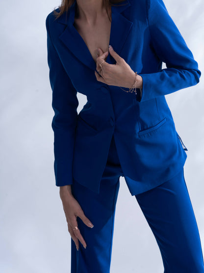 Boss Man Royal Blue Blazer With Straight Pants Set