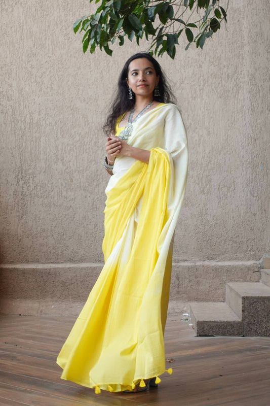Ombre Hand Dyed Mulmul Cotton Saree